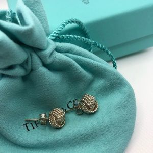 Tiffany silver twist knot earrings & pendant